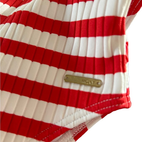 ROXY Hello July one piece red white stripes swimsuit high cut cheeky bottom NWT - Picture 9 of 9